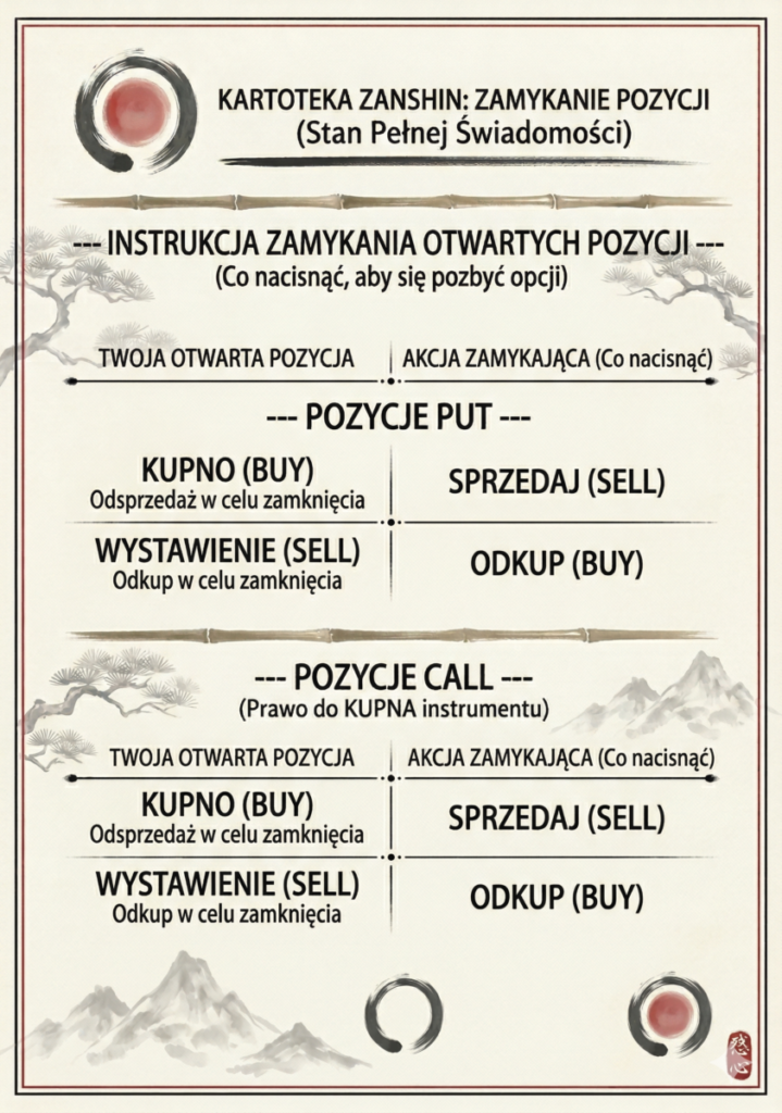 opcje giełdowe PUT CALL zamykanie pozycji